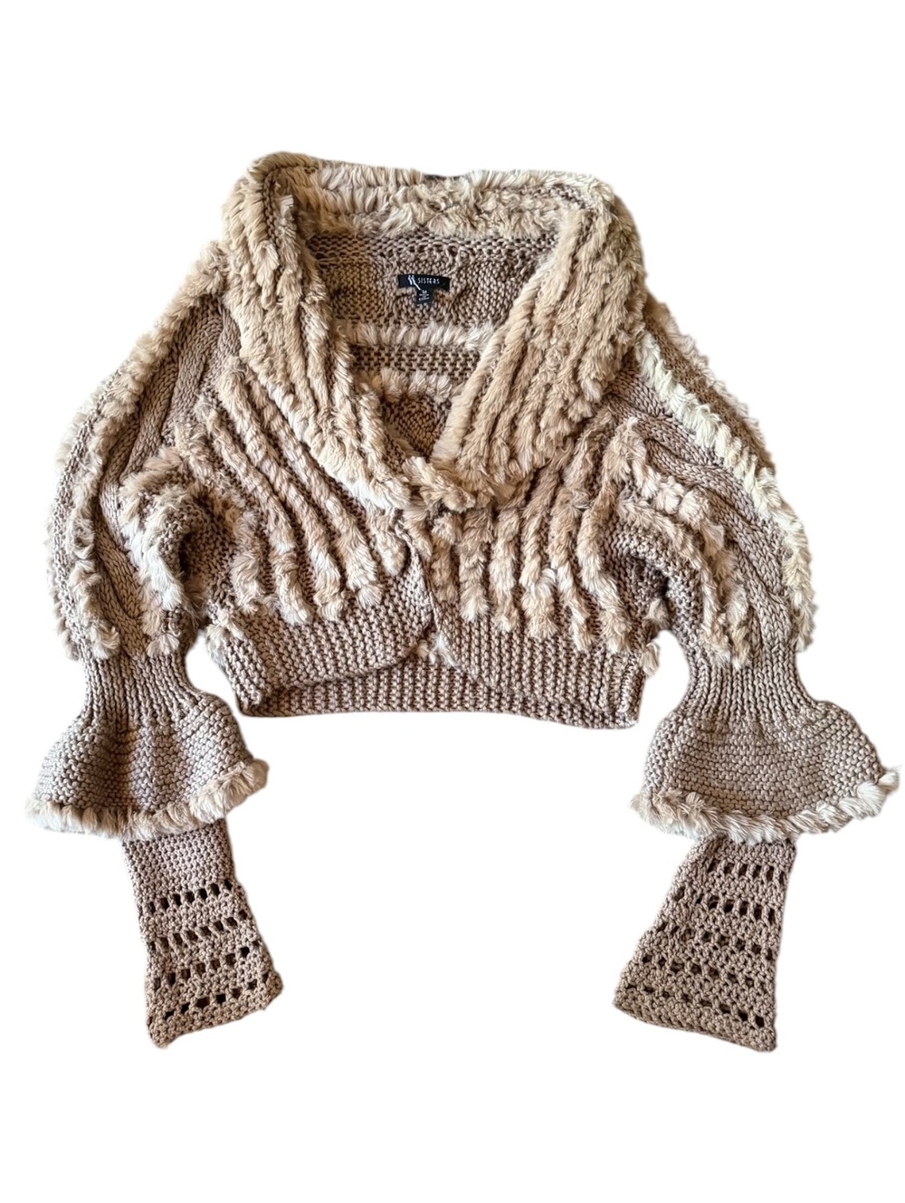 3 Sisters Y2K Authentic Rabbit Fur Ruffle Sweater